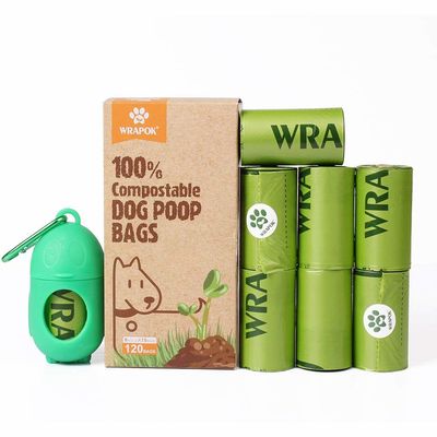 Repuesto biodegradable Rolls de los bolsos de la basura del perro del 100% con la ayuda del arreglo para requisitos particulares del dispensador
