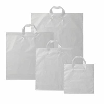 Bolsos de compras reutilizables del logotipo de encargo del color sólido, bolso suave plástico de la manija del lazo