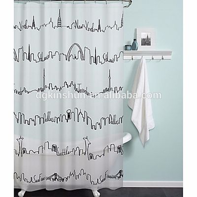 Cortina de ducha impermeable elegante de impresión de encargo de PEVA lavable para el hogar