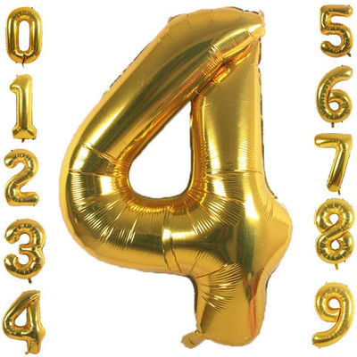 Globos del número 0-9 del papel de aluminio del oro para la decoración el casarse y del partido