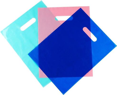 Bolsos de compras reutilizables del logotipo de encargo plástico del PE con la manija cortada con tintas
