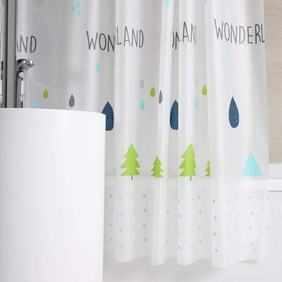 El cuarto de baño 70 x 72 de Walmart del país de las maravillas avanza lentamente las cortinas de ducha disponibles con los ganchos